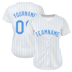 Custom Elecrtic Blue Pinstripe Full Button Down Mesh Fans Special Edition Authentic Baseball Jersey