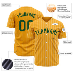 Custom Pinstripe Gold Full Button Down Mesh Fans Special Edition Authentic Baseball Jersey