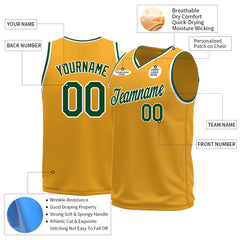 Custom Gold Basketball Jersey Mesh Sports Performance Team Uniform