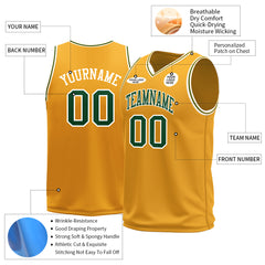 Custom Gold Basketball Jersey Mesh Sports Athletic Performance Shirts