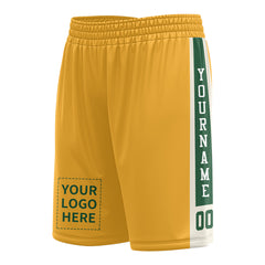 Custom Gold Mesh Sports Basketball Shorts with Side Pockets