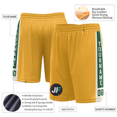 Custom Gold Mesh Sports Basketball Shorts with Side Pockets