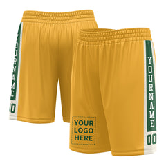 Custom Gold Mesh Sports Basketball Shorts with Side Pockets