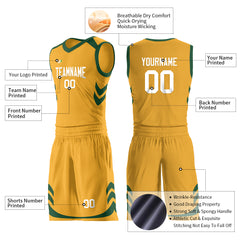 Custom Gold Basketball Uniform For Adult Youth Fans Mesh Jersey