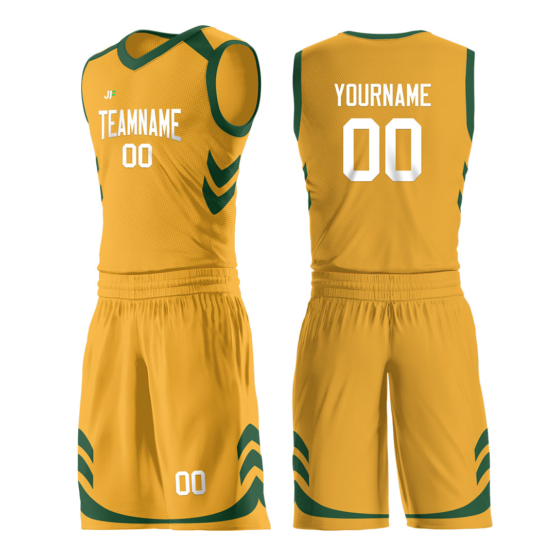 Custom Gold Basketball Uniform For Adult Youth Fans Mesh Jersey