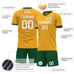 Custom Gold Soccer Uniform For Adult Youth Fans Jersey