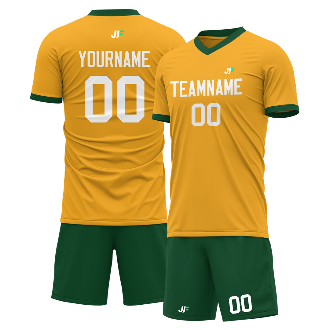 Custom Gold Soccer Uniform For Adult Youth Fans Jersey