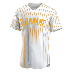 Custom Gold Pinstripe Full Button Down Mesh Fans Special Edition Authentic Baseball Jersey