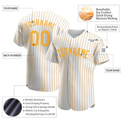 Custom Gold Pinstripe Full Button Down Mesh Fans Special Edition Authentic Baseball Jersey