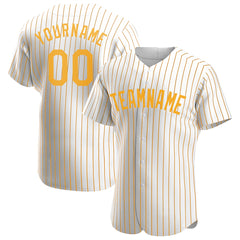 Custom Gold Pinstripe Full Button Down Mesh Fans Special Edition Authentic Baseball Jersey