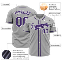 Custom Gray Full Button Up Mesh Fans Special Edition Authentic Baseball Jersey