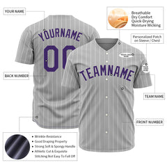 Custom Pinstripe Gray Full Button Down Mesh Fans Special Edition Authentic Baseball Jersey