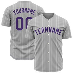 Custom Pinstripe Gray Full Button Down Mesh Fans Special Edition Authentic Baseball Jersey