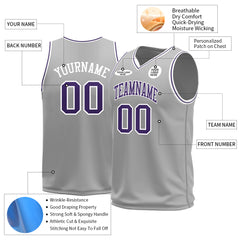 Custom Gray Basketball Jersey Mesh Sports Athletic Performance Shirts