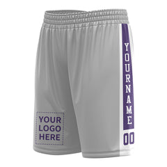 Custom Gray Mesh Sports Basketball Shorts with Side Pockets