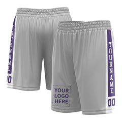 Custom Gray Mesh Sports Basketball Shorts with Side Pockets