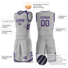 Custom Gray Basketball Uniform For Adult Youth Fans Mesh Jersey