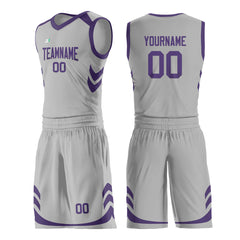 Custom Gray Basketball Uniform For Adult Youth Fans Mesh Jersey