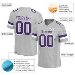 Custom Gray Football Jersey Athletic Shirt For Adult Youth