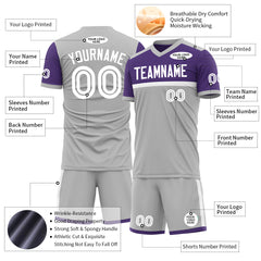 Custom Gray Soccer Uniform Training Outfit Sportswear