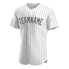 Custom Gray Pinstripe Full Button Down Mesh Fans Special Edition Authentic Baseball Jersey