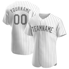 Custom Gray Pinstripe Full Button Down Mesh Fans Special Edition Authentic Baseball Jersey