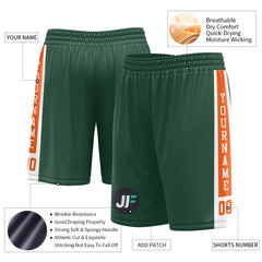 Custom Green Mesh Sports Basketball Shorts with Side Pockets