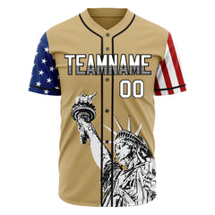 Custom Gold National USA Flag Two Tone Authentic Vintage Baseball Jersey