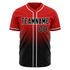 Custom Gradient Red Baseball Jersey Full Button Down Fans Special Edition Authentic Shirt