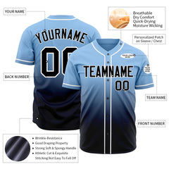 Custom Gradient Blue Baseball Jersey Full Button Down Fans Special Edition Authentic Shirt