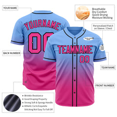 Custom Gradient Black Baseball Jersey Full Button Down Fans Special Edition Authentic Shirt