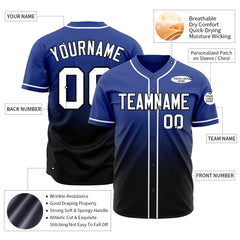 Custom Gradient Royal Baseball Jersey Full Button Down Fans Special Edition Authentic Shirt