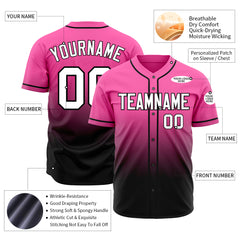 Custom Gradient Pink Baseball Jersey Full Button Down Fans Special Edition Authentic Shirt