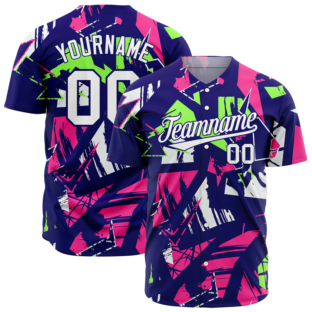 Custom Graffiti Pattern Baseball Jersey Full Button Down Fans Special Edition Authentic Shirt