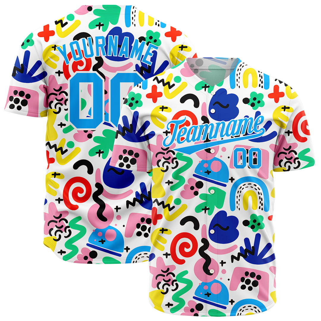 Custom Graffiti Pattern Baseball Jersey Full Button Down Fans Special Edition Authentic Shirt