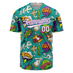 Custom Graffiti Pattern Baseball Jersey Full Button Down Fans Special Edition Authentic Shirt