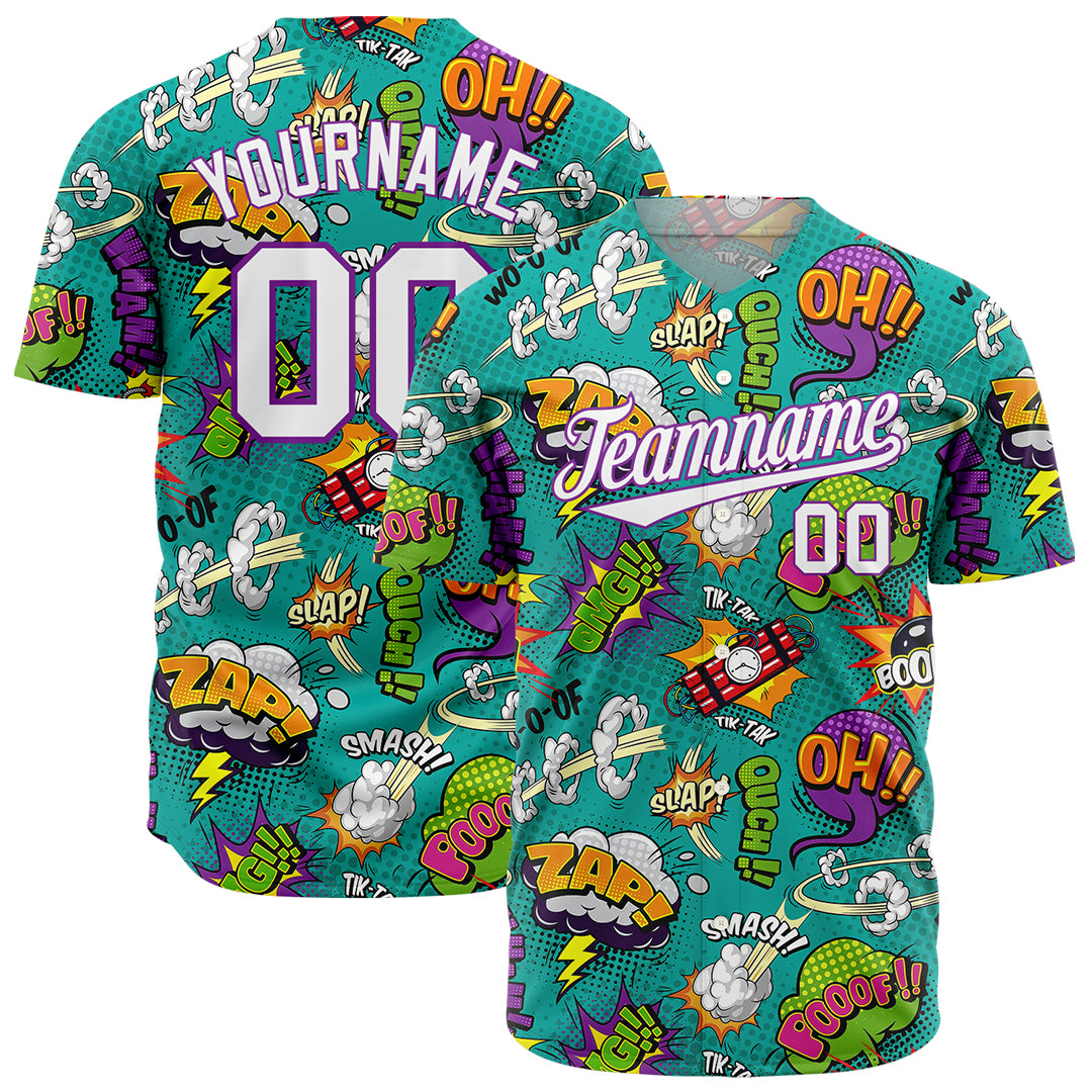 Custom Graffiti Pattern Baseball Jersey Full Button Down Fans Special Edition Authentic Shirt