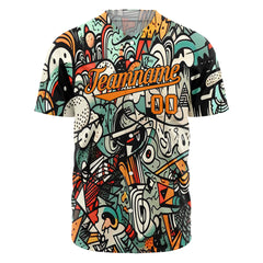 Custom Graffiti Pattern Baseball Jersey Full Button Down Fans Special Edition Authentic Shirt