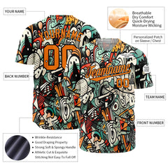 Custom Graffiti Pattern Baseball Jersey Full Button Down Fans Special Edition Authentic Shirt