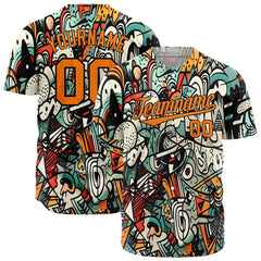 Custom Graffiti Pattern Baseball Jersey Full Button Down Fans Special Edition Authentic Shirt