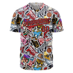 Custom Graffiti Pattern Baseball Jersey Full Button Down Fans Special Edition Authentic Shirt