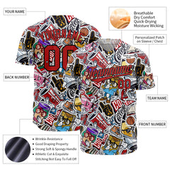 Custom Graffiti Pattern Baseball Jersey Full Button Down Fans Special Edition Authentic Shirt