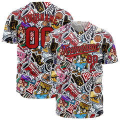 Custom Graffiti Pattern Baseball Jersey Full Button Down Fans Special Edition Authentic Shirt