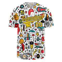 Custom Graffiti Pattern Baseball Jersey Full Button Down Fans Special Edition Authentic Shirt