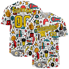 Custom Graffiti Pattern Baseball Jersey Full Button Down Fans Special Edition Authentic Shirt