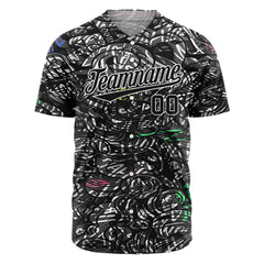 Custom Graffiti Pattern Baseball Jersey Full Button Down Fans Special Edition Authentic Shirt