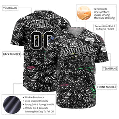 Custom Graffiti Pattern Baseball Jersey Full Button Down Fans Special Edition Authentic Shirt