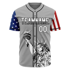 Custom Gray National USA Flag Two Tone Authentic Vintage Baseball Jersey