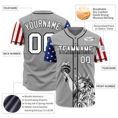 Custom Gray National USA Flag Two Tone Authentic Vintage Baseball Jersey