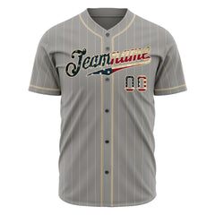 Custom Gray National Flag Pinstripe Fans Special Edition Authentic Vintage Baseball Jersey